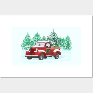 Vintage Christmas Truck Posters and Art